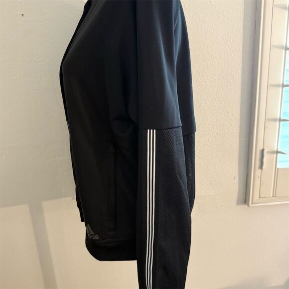 Adidas women’s M Black Varsity Track Jacket Snap Button Casual - Picture 5 of 9